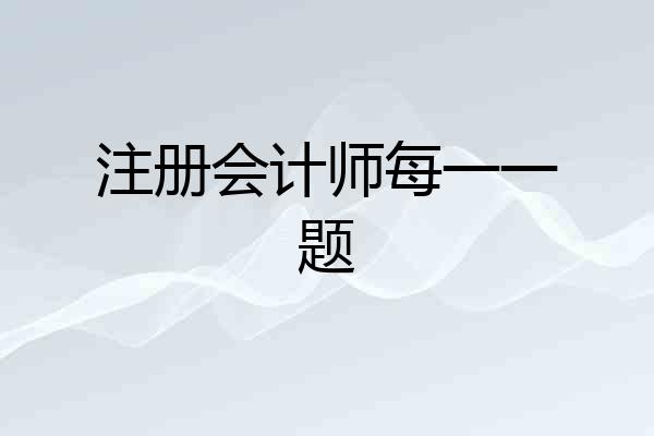 注册会计师每一一题
