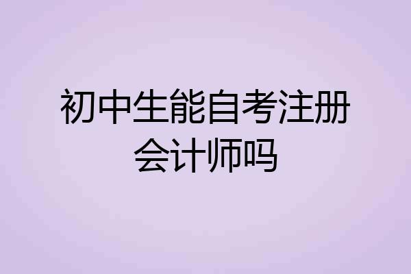 初中生能自考注册会计师吗