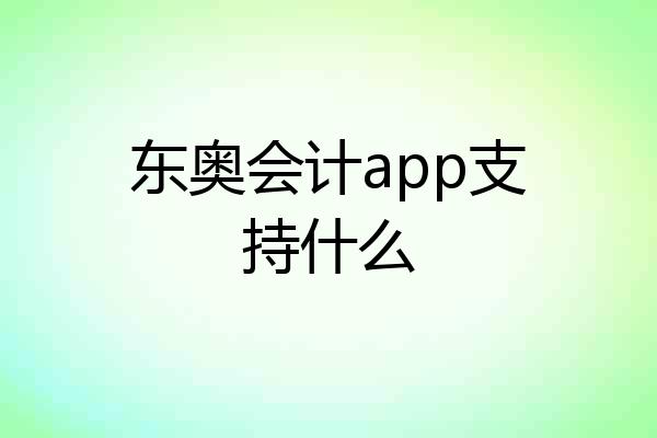 东奥会计app支持什么