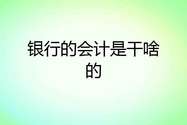 银行的会计是干啥的