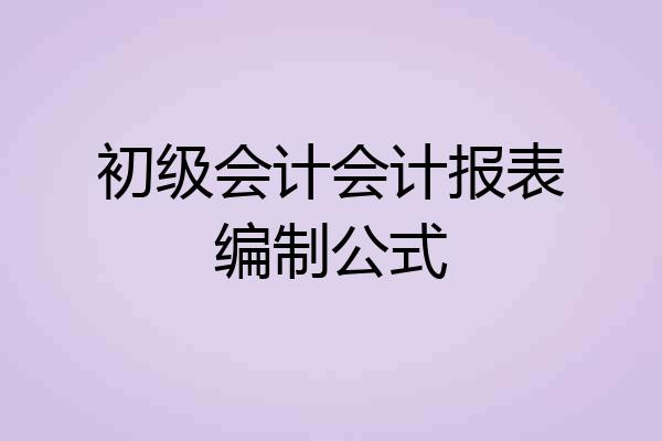 初级会计会计报表编制公式