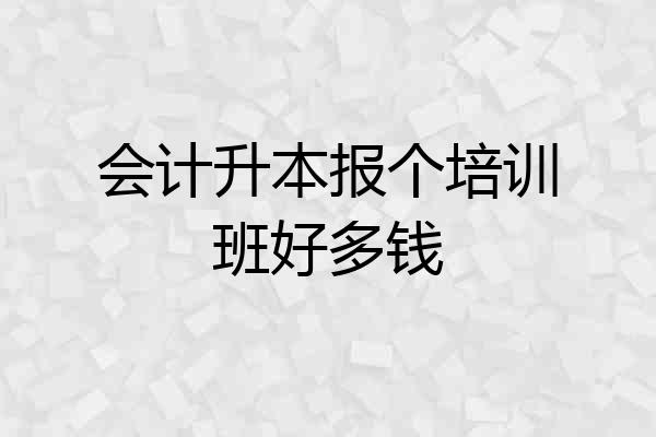 会计升本报个培训班好多钱