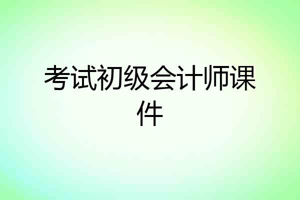 考试初级会计师课件