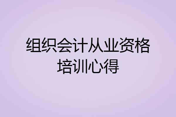 组织会计从业资格培训心得
