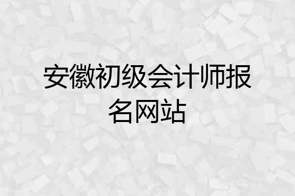 安徽初级会计师报名网站
