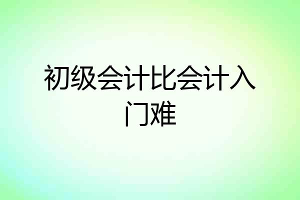 初级会计比会计入门难