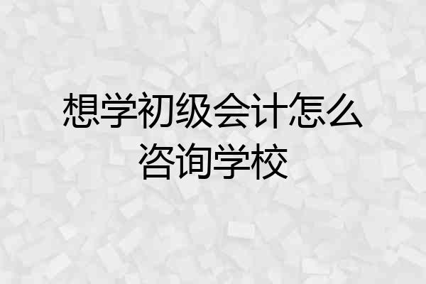 想学初级会计怎么咨询学校