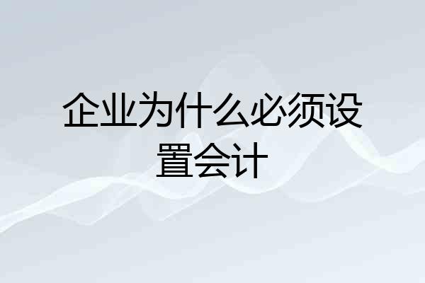 企业为什么必须设置会计