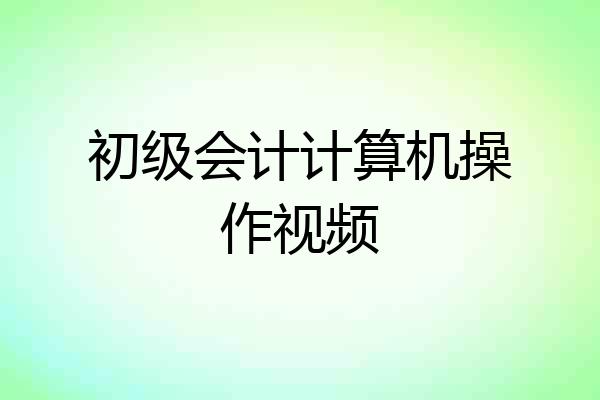 初级会计计算机操作视频