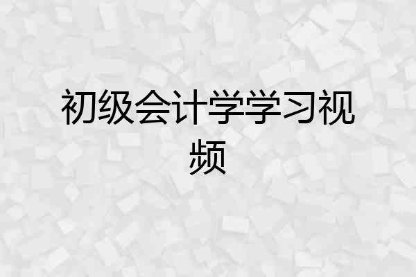 初级会计学学习视频