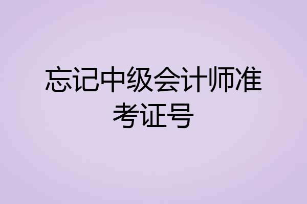 忘记中级会计师准考证号