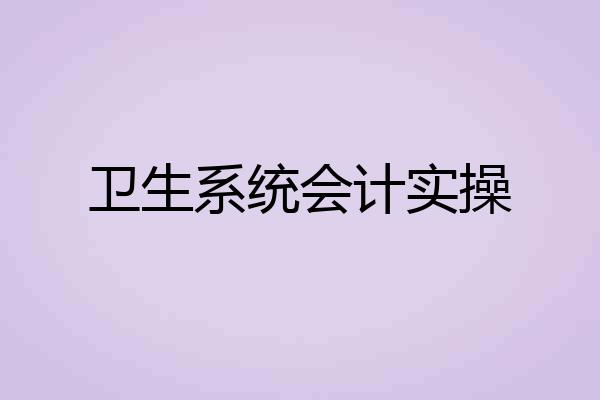 卫生系统会计实操