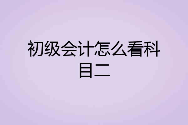 初级会计怎么看科目二