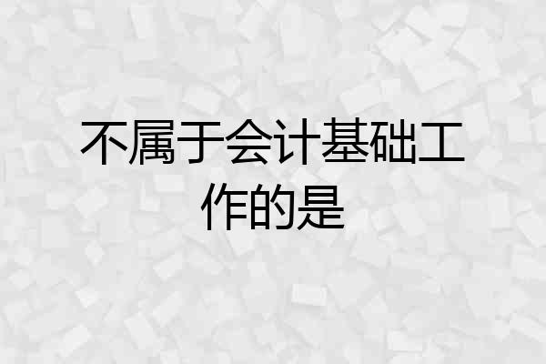 不属于会计基础工作的是