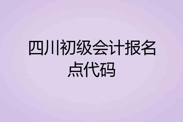 四川初级会计报名点代码
