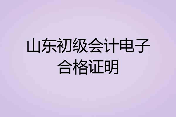 山东初级会计电子合格证明