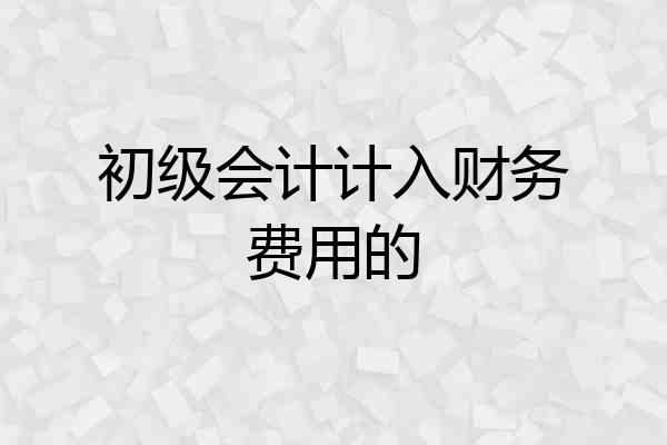 初级会计计入财务费用的