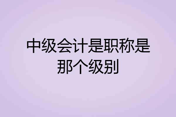 中级会计是职称是那个级别