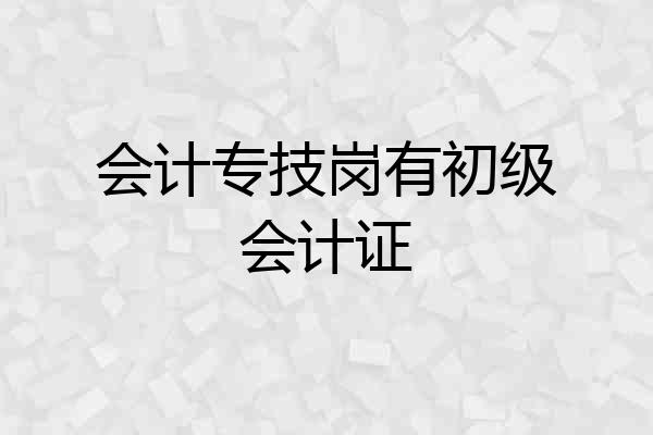 会计专技岗有初级会计证