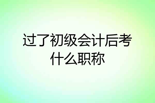 过了初级会计后考什么职称