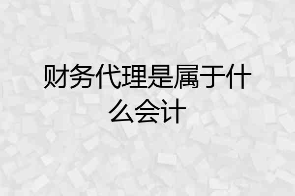 财务代理是属于什么会计