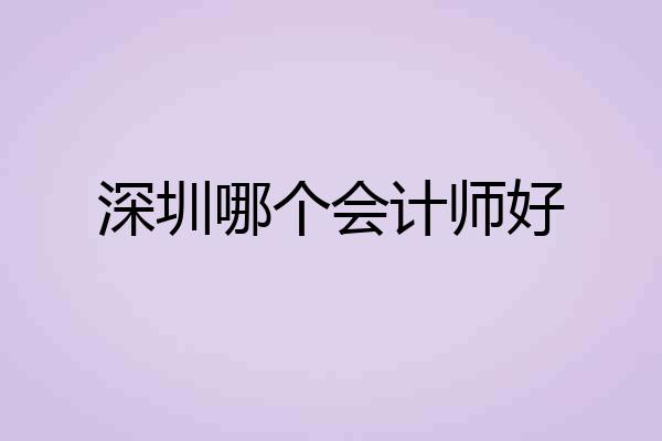 深圳哪个会计师好