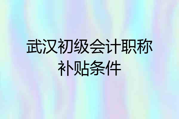 武汉初级会计职称补贴条件