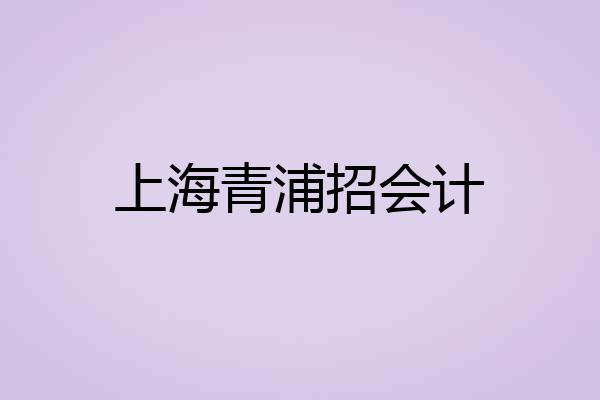 上海青浦招会计