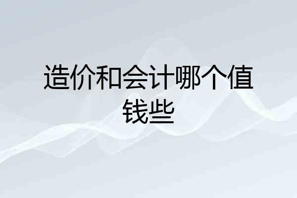 造价和会计哪个值钱些