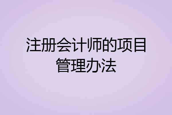 注册会计师的项目管理办法