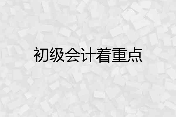 初级会计着重点
