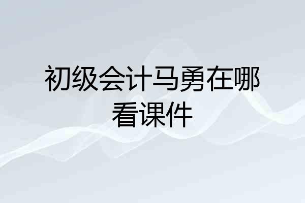 初级会计马勇在哪看课件