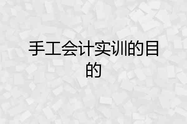 手工会计实训的目的