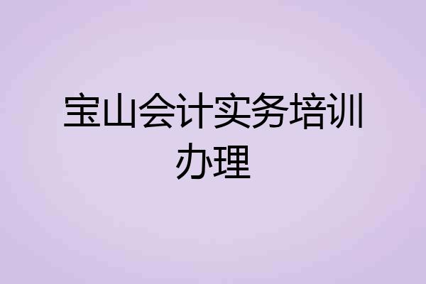 宝山会计实务培训办理