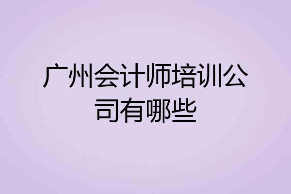 广州会计师培训公司有哪些