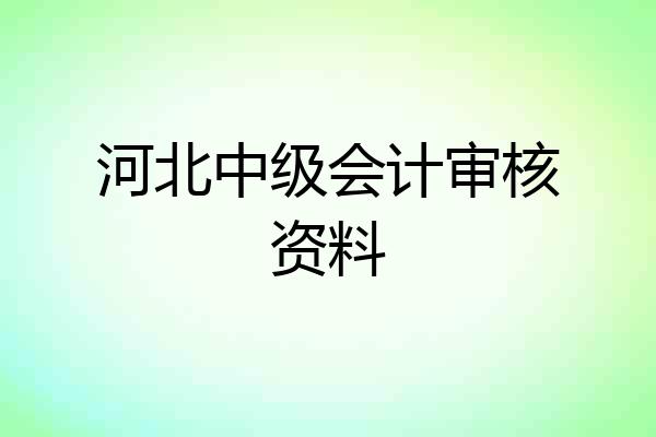 河北中级会计审核资料