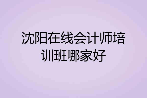 沈阳在线会计师培训班哪家好
