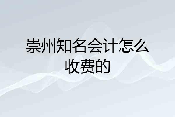 崇州知名会计怎么收费的