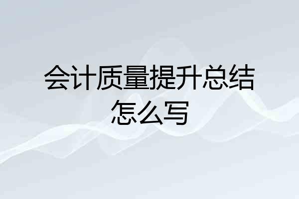 会计质量提升总结怎么写
