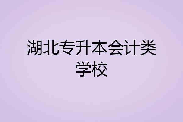 湖北专升本会计类学校