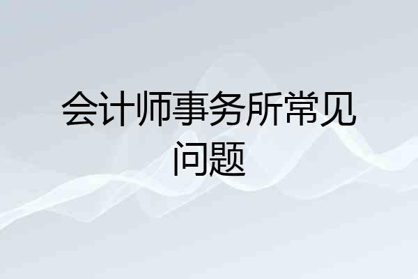 会计师事务所常见问题