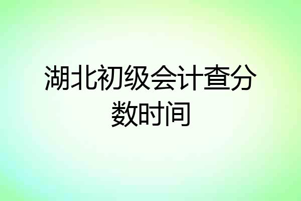 湖北初级会计查分数时间