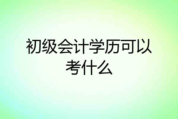 初级会计学历可以考什么