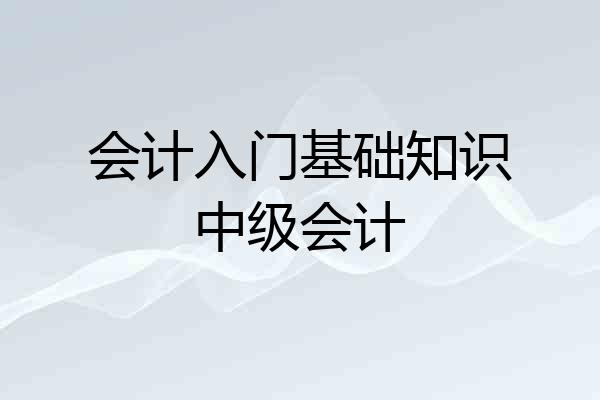 会计入门基础知识中级会计