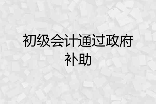 初级会计通过政府补助