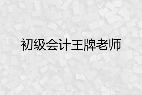 初级会计王牌老师