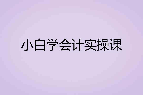 小白学会计实操课