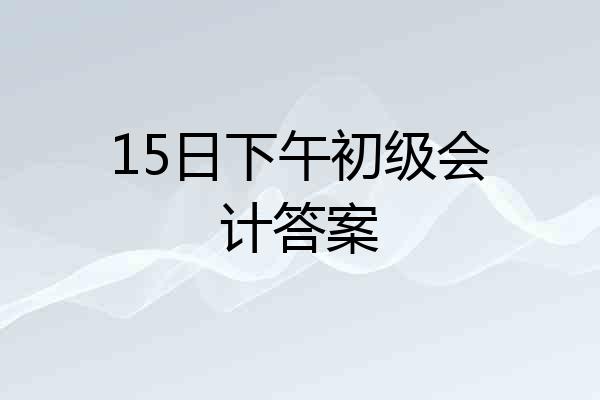 15日下午初级会计答案