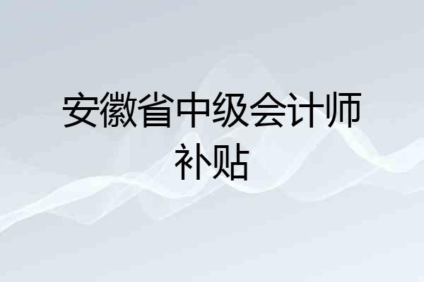 安徽省中级会计师补贴