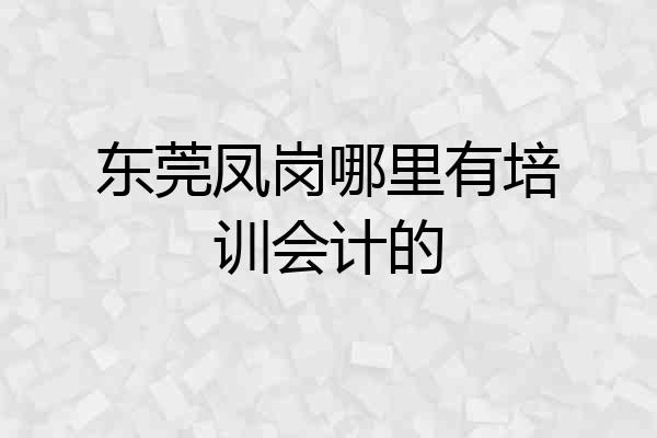 东莞凤岗哪里有培训会计的